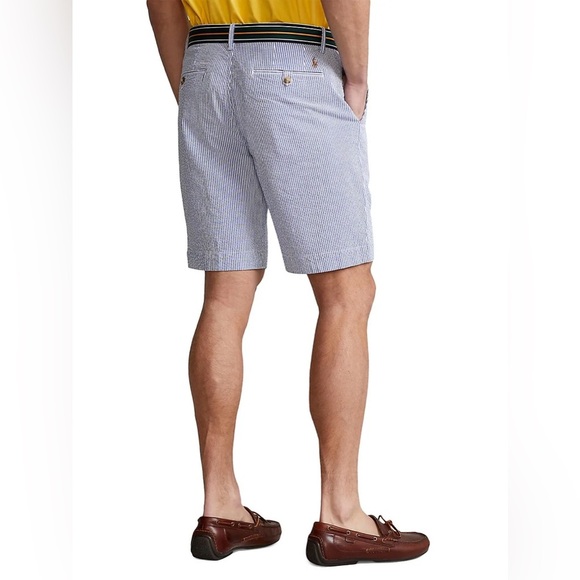Polo Ralph Lauren Shorts Men's Size 34 Blue & White Stripe Seersucker Cotton - Picture 12 of 13